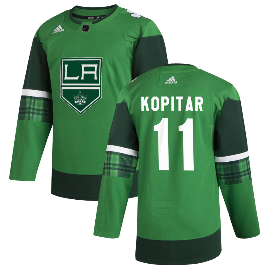 Cheap Los Angeles Kings 11 Anze Kopitar Men Adidas 2020 St. Patrick Day Stitched NHL Jersey Green